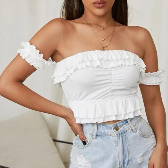 Shoulder Layered Ruffle Top - Picture 1 of 3